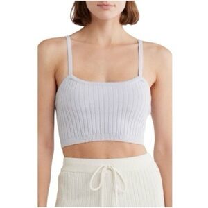 Good American Terry Rib Tube Adjustable Square Neck Cotton Blend Bralette NWT L